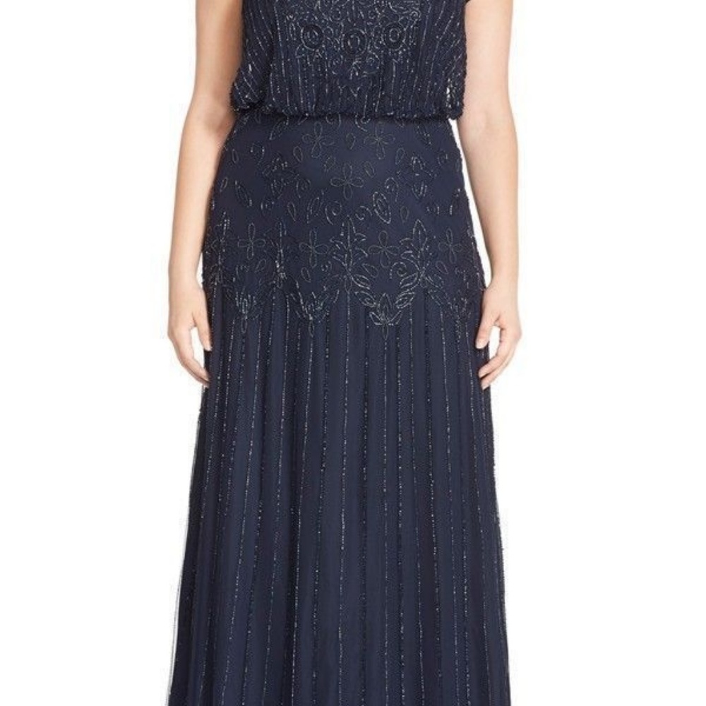 Adrianna Papell Short sleeve Beaded Gown